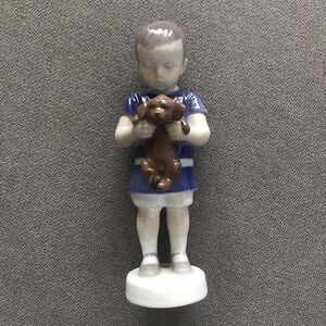 Bing & Grondahl B&G Boy Holding Puppy Figurine 6.75" #1747 Denmark Vintage